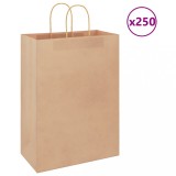 Saci Hartie Kraft Maro cu Manere 32x17x44cm, Set 250 Buc, 80 g/mp, Rezistenti 10kg