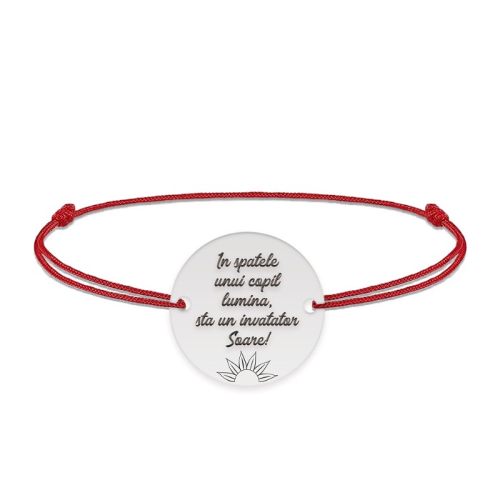 Bratara cu snur pentru profesori educatori - charm personalizat din argint 925