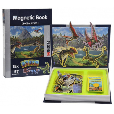 Carte magnetica cu puzzle dinozauri, joc educativ si interactiv foto