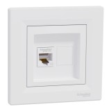 Priza internet Asfora EPH4300121, RJ45 cat 5E, incastrata, rama inclusa, alba