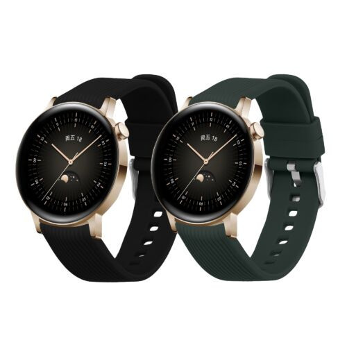 Set 2 Curele Kwmobile pentru Huawei Watch GT 3 Pro (43mm)/Watch GT 3 (42mm), Albastru/Verde, Silicon, 57109.07