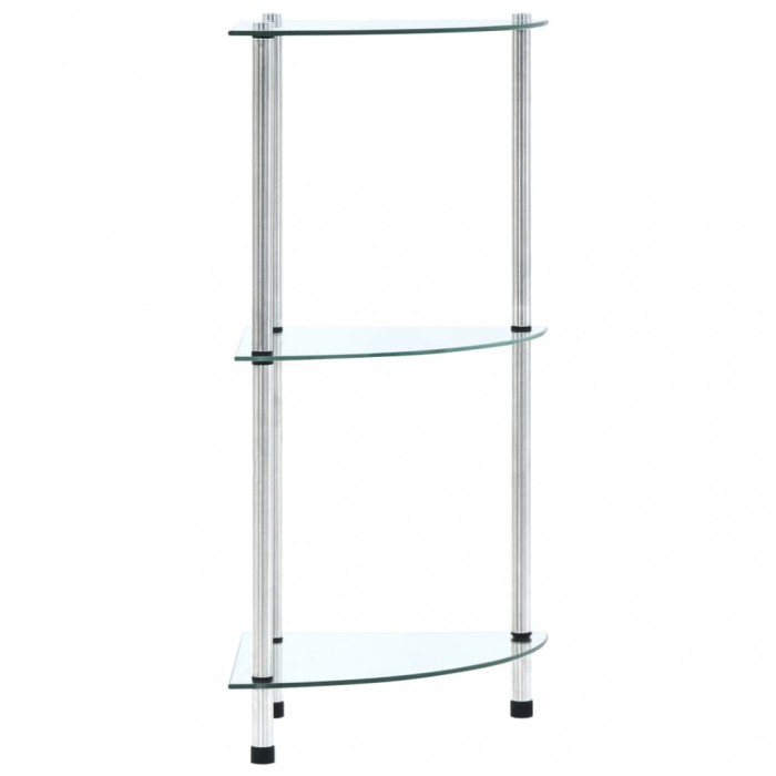 Gossi raft cu 3 niveluri, transparent, 30x30x67 cm, sticla securizata