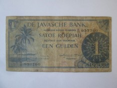 Indiile Olandeze de Est 1 Roepiah/1 Gulden 1948,bancnota uzata,vedeti imaginile
