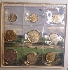 Set Monede Monetarie San Marino 1980, km#102, 103, 104, 105 ,106 ,107, 108, 109, 110 500 lire argint, in cutie cu pliant, 9 monede