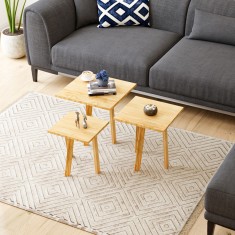 Set 3 masute Masku lemn natur masuri diferite [en.casa] HausGarden Leisure foto