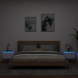 vidaXL Noptiere montate pe perete cu lumini LED, 2 buc., alb 836827