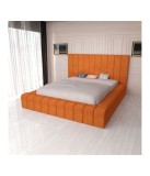 Pat Caramiziu 160x200 cm cu Saltea inclusa, Dimensiuni 220x200 cm, Inaltime Tablie 120 cm