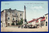 Bucovina - probabil 1927 - Cernauti - Str.Regina Maria cu Monumentul ostasesc - printata, animata, color, circulata