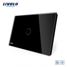 Intrerupator cu variator wireless cu touch Livolo din sticla &amp;amp;#8211; standard italian, Negru foto