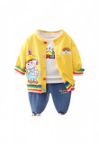 Compleu Rainbow Cardigan Bluza si Blugi, Fete, 2 Ani, 3 Ani, 4 Ani, Galben