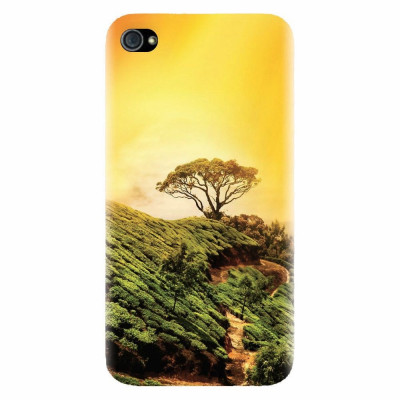 Husa silicon pentru Apple Iphone 4 / 4S, Hill Top Tree Golden Light foto