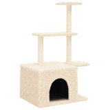 Cumpara ieftin Ansamblu de pisici cu stalpi din funie de sisal, crem, 110 cm
