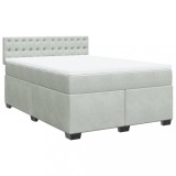 Cumpara ieftin Pat box spring cu saltea, gri deschis, 140x200 cm, catifea