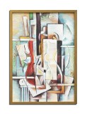 Cumpara ieftin Tablou cubist pictat manual inramat, Muza, 75x55cm ulei pe panza, gata de expus pe perete