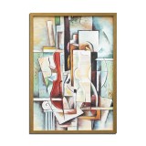 Tablou cubist pictat manual inramat, Muza, 75x55cm ulei pe panza, gata de expus pe perete