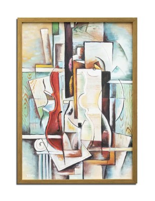 Tablou cubist pictat manual inramat, Muza, 75x55cm ulei pe panza rama din lemn, Vlad Soltan foto