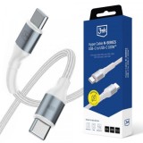 Cablu Date si Incarcare USB-C - USB-C 3MK Hyper N, 100W, 2m, Alb