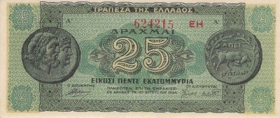 Bancnota Grecia 25.000.000 Drahme 1944 - P130b UNC ( vezi descriere ) foto