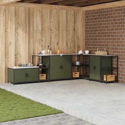 vidaXL Raft de depozitare pentru bucătărie cu raft Verde oliv Oţel 874971 foto