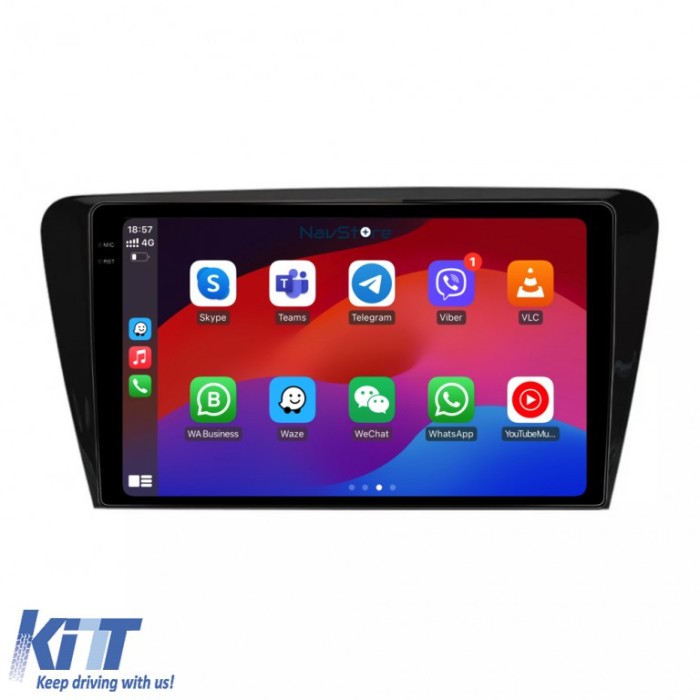 Navigatie Android Dedicata Skoda Octavia 3 (2013-2018) Display 2K, 8Gb Ram, 256Gb stocare, Bluetooth, WiFi, Waze, Carplay Performance AutoTuning