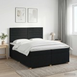 Cumpara ieftin Pat boxspring cu saltea Negru 200 x 200 cm Tesatura
