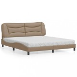 VidaXL Pat cu saltea, cappuccino, 180x200cm piele ecologică