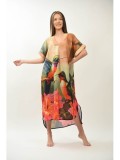 Cumpara ieftin ROCHIE TROPICALA DE PLAJA SEMITRANSPARENTA - PASARI PARADIS SI FLORI MALDIVE TALIE UNICA Multicolora