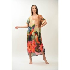 ROCHIE TROPICALA DE PLAJA SEMITRANSPARENTA - PASARI PARADIS SI FLORI MALDIVE TALIE UNICA Multicolora