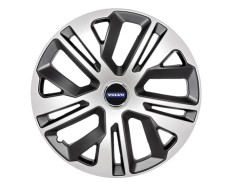 Set 4 capace roti, model Raven Gri-Negru R15, Compatibile cu Volvo