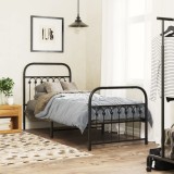 VidaXL Cadru pat metalic cu tăblii de cap/picioare, negru, 75x190 cm
