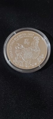 Marea Britanie 2017 - 2 lire - Anul Cocoșului , Lunar - Monedă de argint de 1 OZ foto
