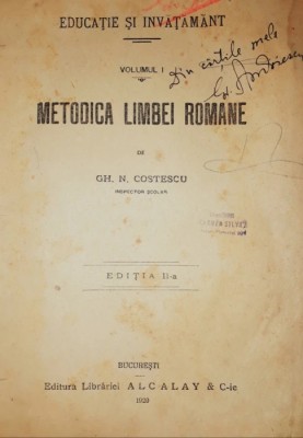 Gh. N. Costescu - Metodica limbei rom&amp;acirc;ne (Editia a II-a, 1920) foto