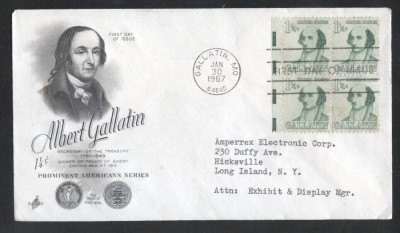 United States 1967 Albert Gallatin x 4 FDC K.653 foto
