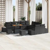 Set de canapele pentru grădină cu 13 piese și perne negre din ratan sintetic de acacia