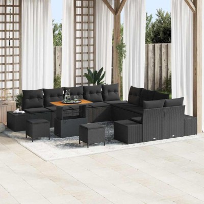 vidaXL Set de canapele pentru grădină 13 pcs Negru 90 x 55 x 71 cm 3364794 foto