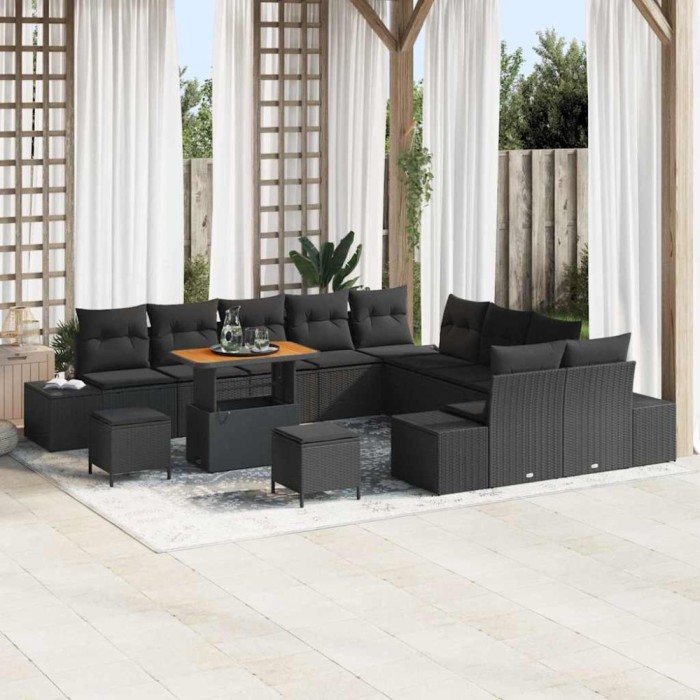 vidaXL Set de canapele pentru grădină 13 pcs Negru 90 x 55 x 71 cm 3364794