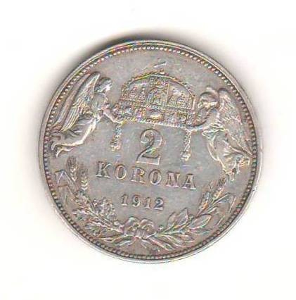 SV * Ungaria 2 KORONA / COROANE 1912 * ARGINT * Imparatul Franz Joseph * XF +