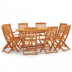 vidaXL Set mobilier de exterior pliabil, 9 piese, lemn masiv eucalipt