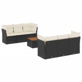 Cumpara ieftin Set canapele de gradina cu perne, 7 piese, negru, poliratan
