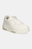 Tommy Jeans sneakers din piele THE BROOKLYN FLATFORM culoarea alb, EN0EN02592