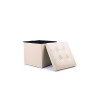 Taburet Pliabil cu Depozitare Crem 38x38 cm - Cutie, Scaun, Pouf Multifunctional