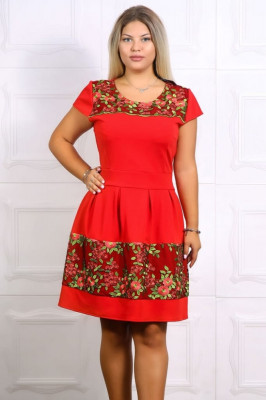 Rochie Mira cu Broderie RosuMarimea foto