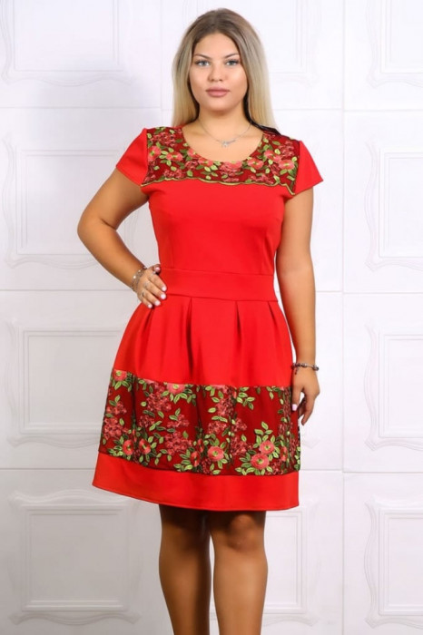 Rochie Mira cu Broderie RosuMarimea