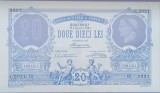 Rom&acirc;nia, 20 Lei 1881, Replica BNR, cu pliant și plic de prezentare.