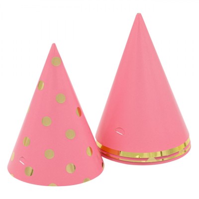 Set Coifuri Petrecere, Model Roz, Buline Aurii, Multicolor, 16cm, 6 Bucăți foto