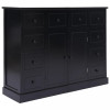 VidaXL Servantă cu 10 sertare, negru, 113 x 30 x 79 cm, lemn