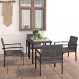 VidaXL Set de masă pentru grădină, 5 piese, gri, poliratan 3065712