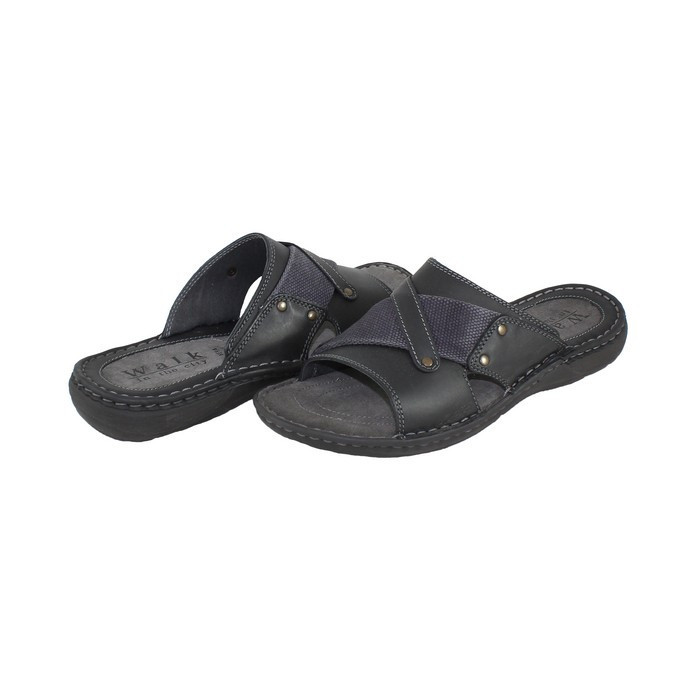 Papuci barbati piele naturala - Walk in the city negru - Marimea 44