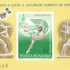 |Romania, LP 1013/1980, J.O. de Vara, Moscova, colita nedantelata, MNH