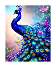 Sticker decorativ, Paun, Albastru, 85 cm, 6534ST foto